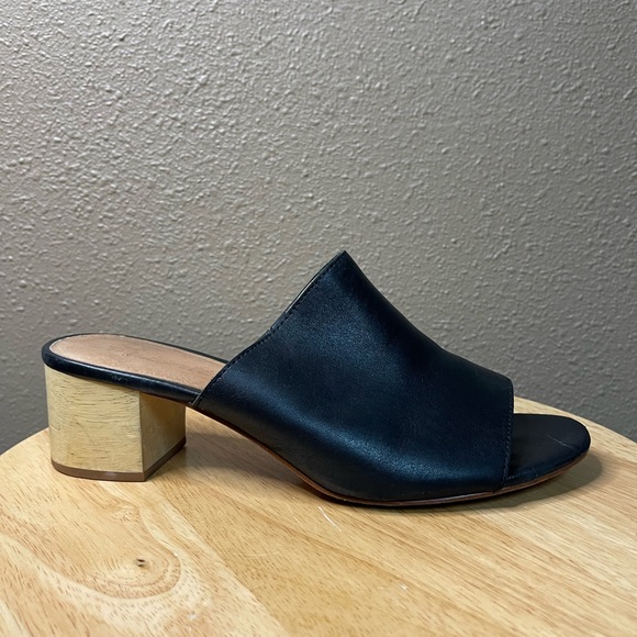 MADEWELL The Devon Black Leather Open Toe Heeled Slip On Mules Women’s 8.5 - Picture 3 of 16
